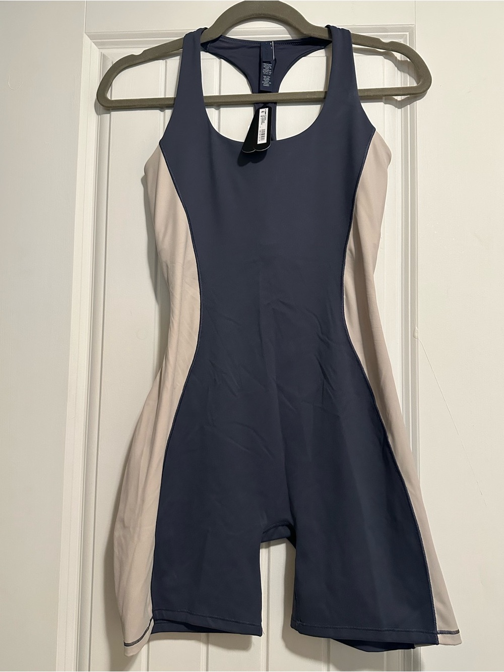 SKIMS Deep Royal and Cream Matte Shine Mix T-Back One Piece NWT